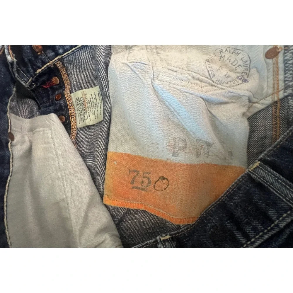 Polo Ralph Lauren 40x32 Distressed Straight Leg Button Fly Bootcut Blue Jeans